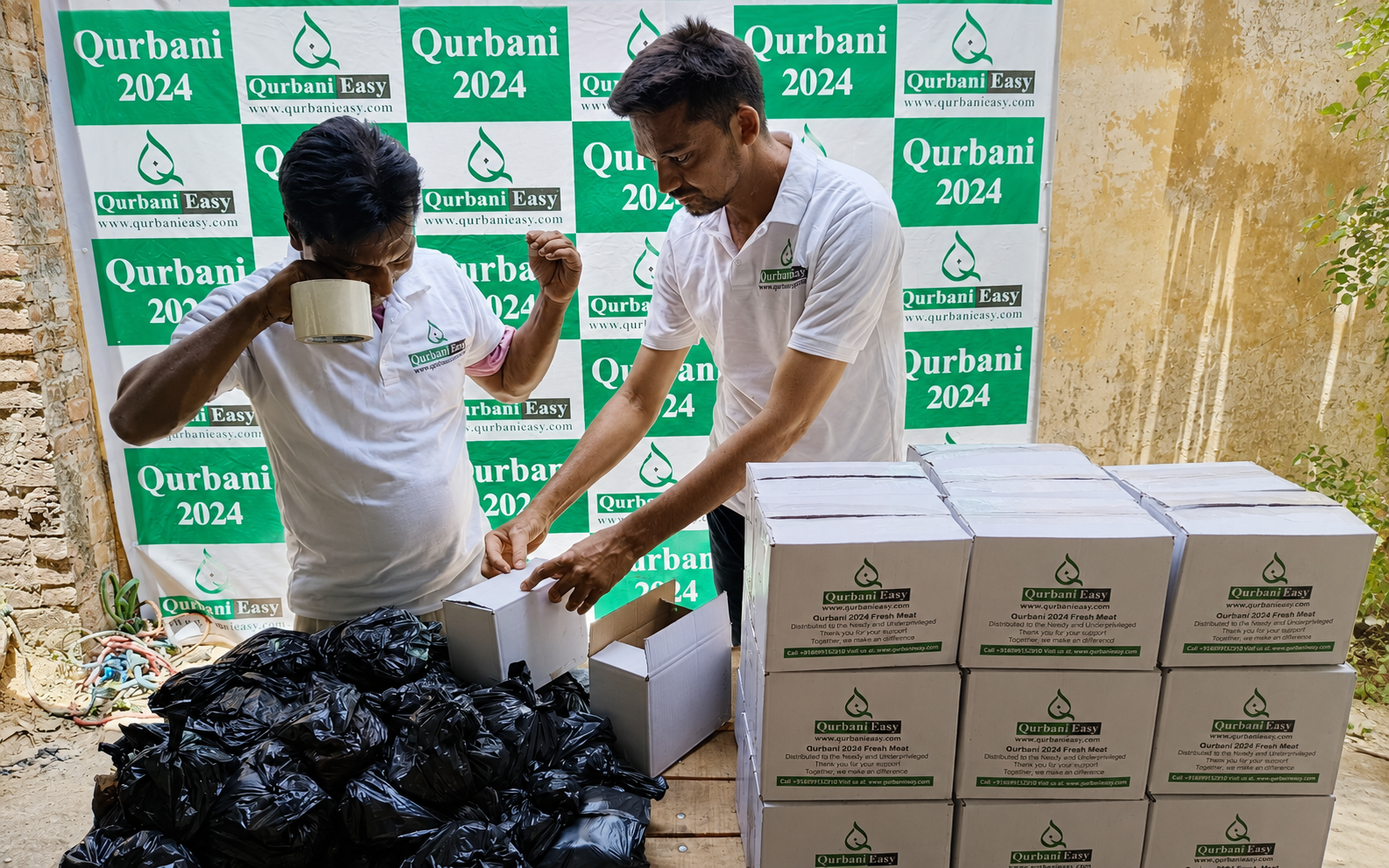 Sadqah goat sacrificed and distributed